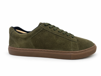 Olive Suede Leather Casual Sneakers-BOM-NEWTON2-GRN