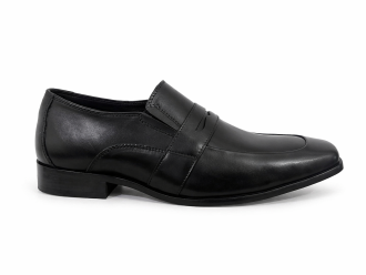 Black Leather Formal Loafers -BOM-11631-BLACK